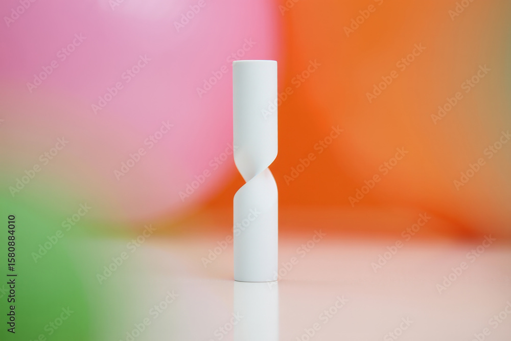 Poster abstract white sculpture against a vibrant gradient backdrop a modern art piece with smooth curves a