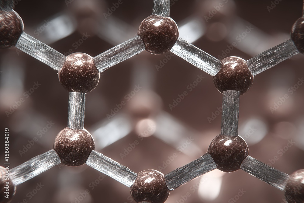 Poster exploring the intricate structure of a molecular lattice in solid material at a microscopic level