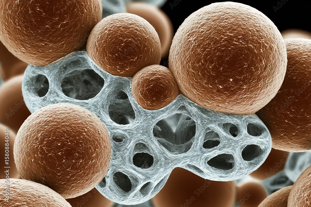 Aufkleber detailed view of biological structures showcasing various cell types and their interactions under mi