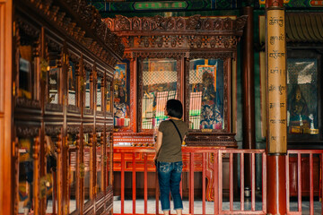 Fototapeta premium Beijing, China- 5 may 2025 Yonghe Gong Buddhist Lama Temple in Beijing, China