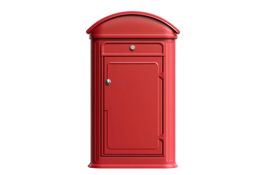 Red mailbox on white background, PNG
