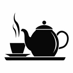 Teapot and Cup Flat Icon Silhouette vector.