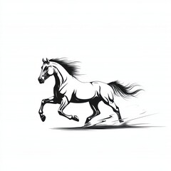 Obraz premium Black and white stylized running horse