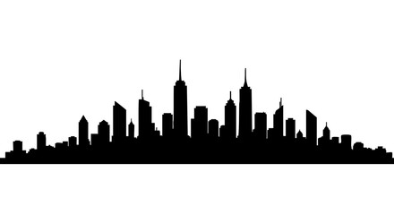Obraz premium A stunning black silhouette of an urban cityscape against a bright backdrop.