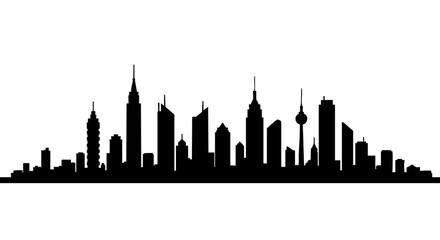 Naklejka premium Cityscape silhouette against the clear sky.