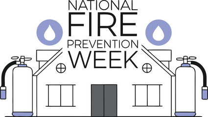 National fire prevention week observance graphic design featuring safety awareness and emergency preparedness elements in bold colors