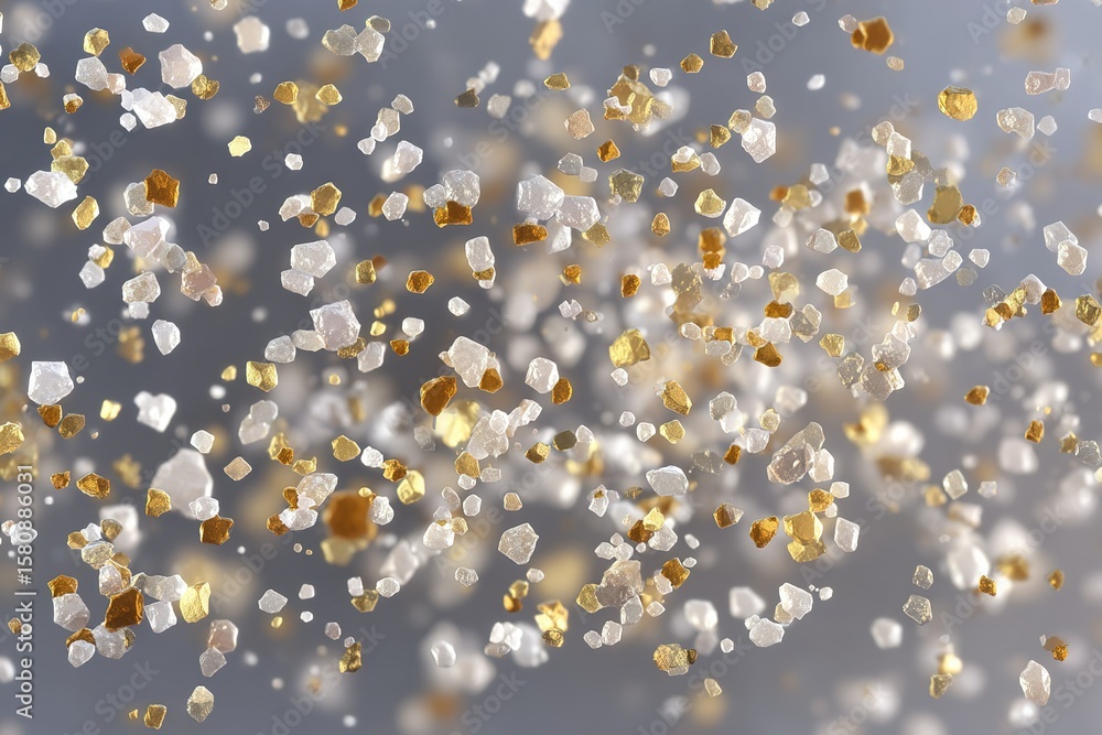 Poster beautiful collection of sparkling crystals in shining patterns against a gray background