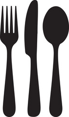 Spoon, knife, fork icon set, Dining silverware Silhouette
