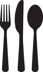 Spoon, knife, fork icon set, Dining silverware Silhouette