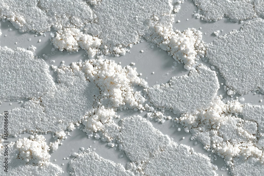 Poster close-up view of salt crystals forming intricate patterns on a surface in bright light