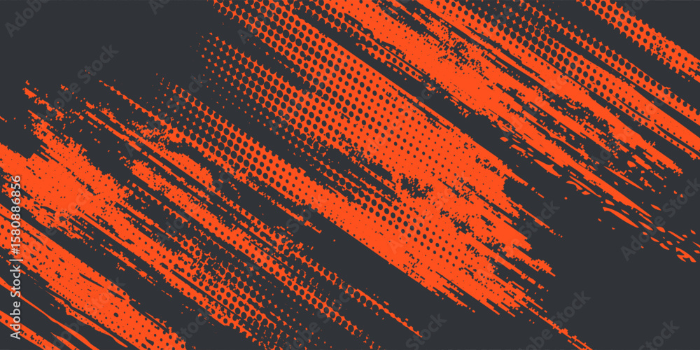 Poster abstract orange grunge texture with halftone effect design vector
