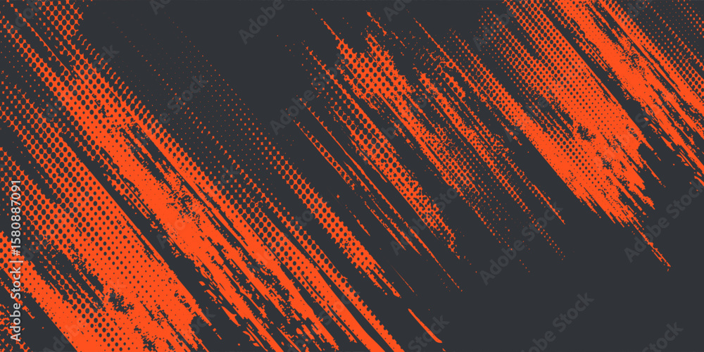 Poster abstract orange grunge texture with halftone effect design vector