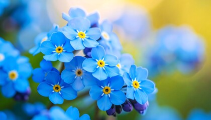Fototapeta premium Tiny Blue Forget-Me-Nots with Yellow Centers