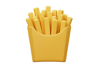 Isolated Cartoon Yellow French Fries in Container