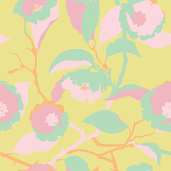 abstract, vector, monochrome, big flowers, all over textiles design, illustration digital image can be used for wrapping paper