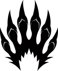 Black bloody claws animal scratch scrape track. Cat, tiger, bear, lion scratches paw shape. Four nails trace stock illustration