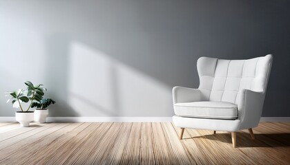 modern white armchair in empty room 3d rendering mock up
