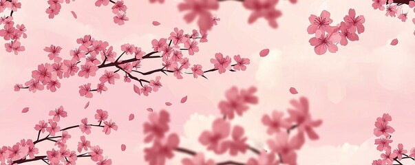 Fototapeta premium Seamless Pattern Cherry blossom celebration japan floral artwork serene environment aerial view nature's beauty