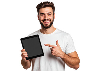 man holding tablet computer