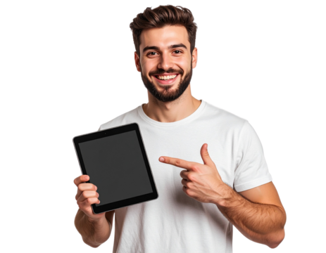 man holding tablet computer - Powered by Adobe
