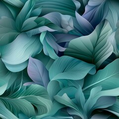 Seamless Pattern Lush green leaves nature scene digital art vibrant environment aerial view botanical aesthetics for relaxation