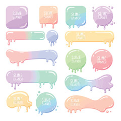 Set of Colorful Drip Slime Buttons and Labels for Games or UI Design	
