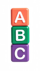 Colorful alphabet blocks stacked vertically, featuring letters A, B, and C. These educational toys are perfect for early childhood learning