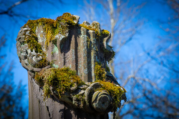 detail of a tombstone on a jewish graveyard at Bad Buchau in Germany