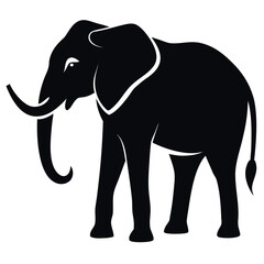 Obraz premium Majestic elephant silhouette on a clean white background for design projects