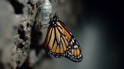 Monarch Butterfly Emerging From Chrysalis