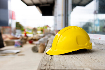 Engineering safety helmet at worksite for labor protection

. construction site