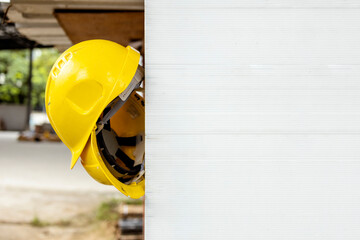 Engineering safety helmet at worksite for labor protection

. construction site