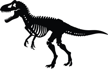 a tyrannosaurus dinosaur skeleton silhouette vector illustration