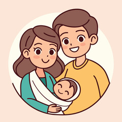 Happy Young Parents Holding Their Newborn Baby