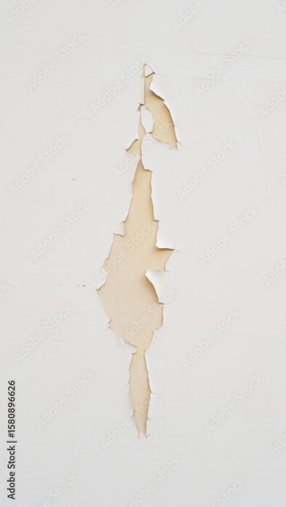 Poster distressed white wall with peeling paint revealing underlying layers of texture and color creating a