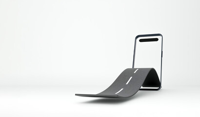 Creative road cart concept symbolizing mobility and road safety
