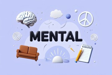 Mental Health Awareness Conceptual Illustration for Emotional Wellbeing and Psychological Support