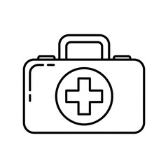 Obraz premium A first aid kit with a cross symbol isolated on white background