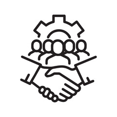 Business Partnership Icon with Handshake and Teamwork Collaboration Gear