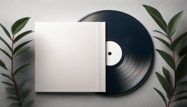 minimalist blank vinyl record cover perfect for mockups creative projects or promotional designs in a sleek and modern style