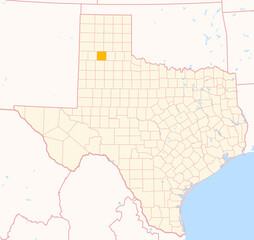 Map of the County Swisher (Texas, US) showing the Federal State with the highlighted County