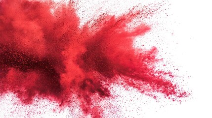 A festive explosion of red powder in mid-air against a clean white background.