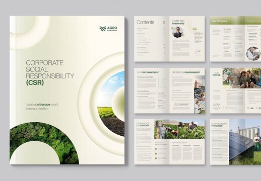 Corporate Social Responsibility CSR Report Template for Company Documents & Investor Relations