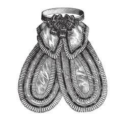 Victorian fashion line drawing women fashion accessories 