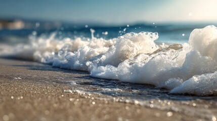 Wave Crashing on Sandy Beach