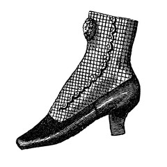 Victorian fashion line drawing women fashion accessories 
