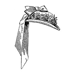 Victorian fashion line drawing women fashion accessories 