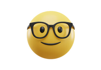 Isolated Smiling Emoji Wearing Black Glasses