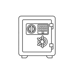 Illustration of a metal safe with a combination lock isolated on white background