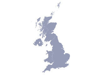 グレー色のイギリスの行政区分地図　（Map of United Kingdom）
